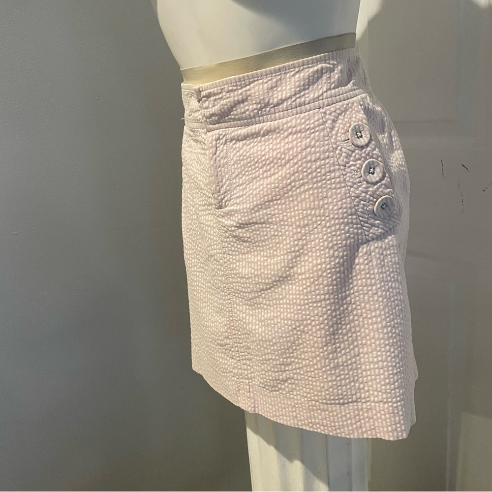 Lilly Pulitzer Pink and White Seer Sucker Mini Skirt Size 4
